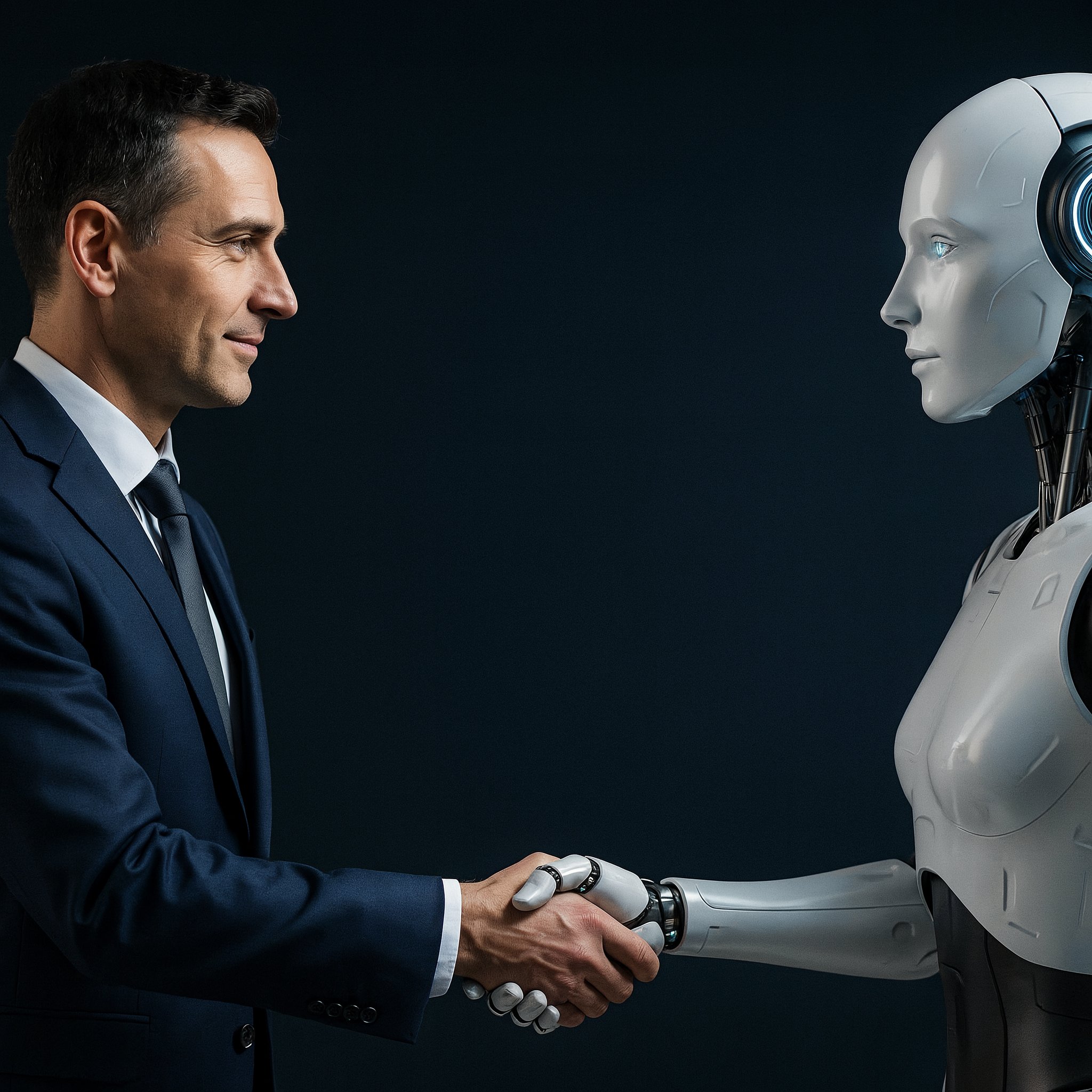 A human hand and an AI hand meeting